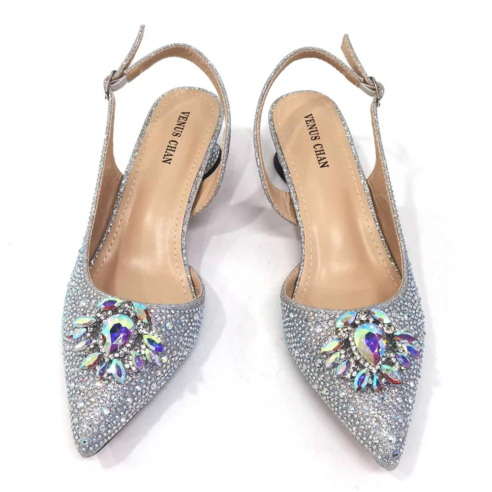 Elegant Women's Low Heels Italian Shoes And Bag Set