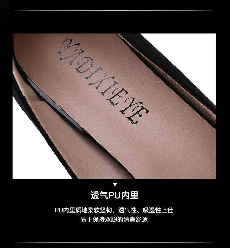 Sexy Fashion Style Women's Heeled Shoes Pointed Tip High Heels One Kick Retro Women Shoes Suede 2025 New Spring Zapatos De Mujer