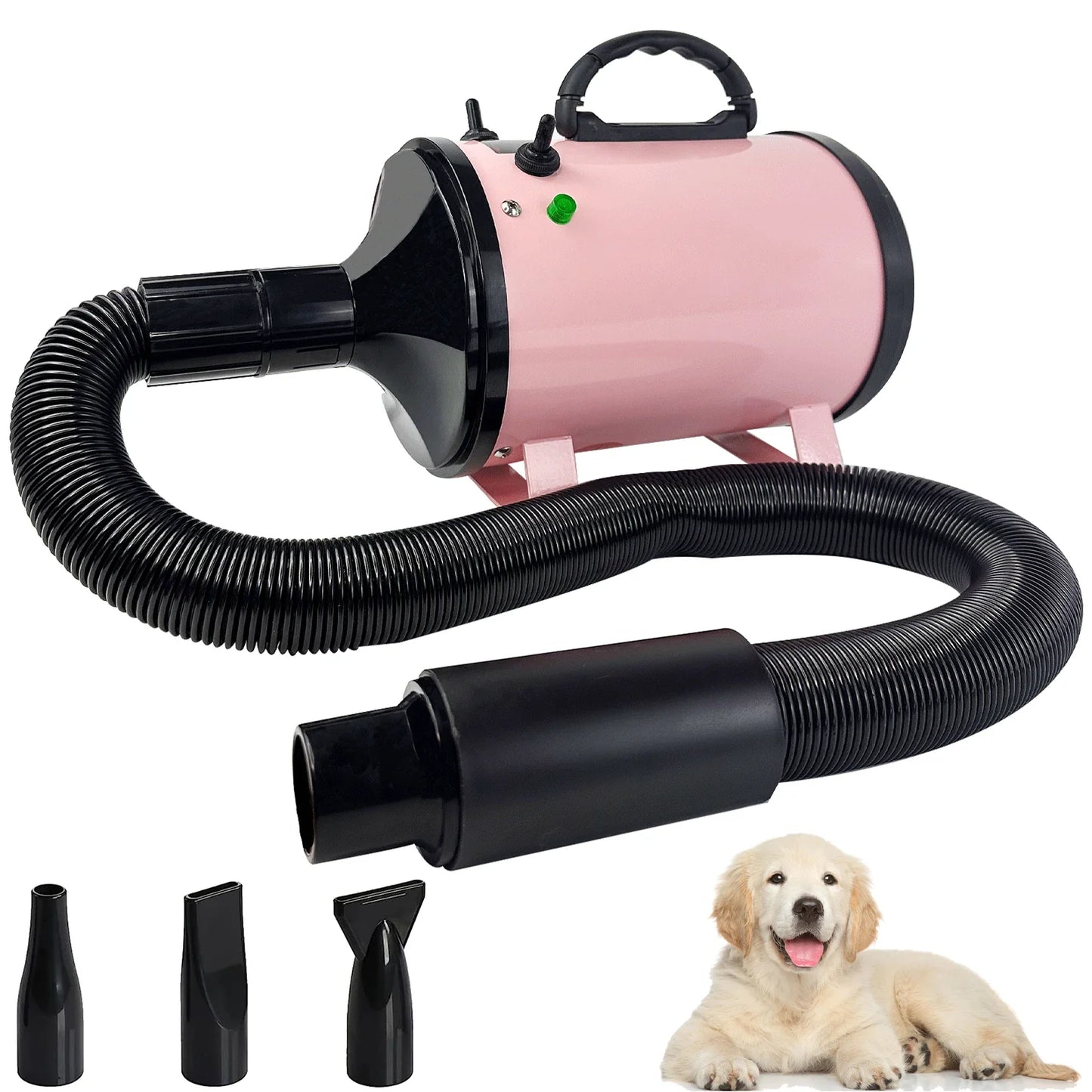 VickyHome Dog Hair Dryer 2800W Low Noise&3 Nozzles&Extendable Hose Blaster Grooming Dryers Adjustable Temperature for Pets Cats