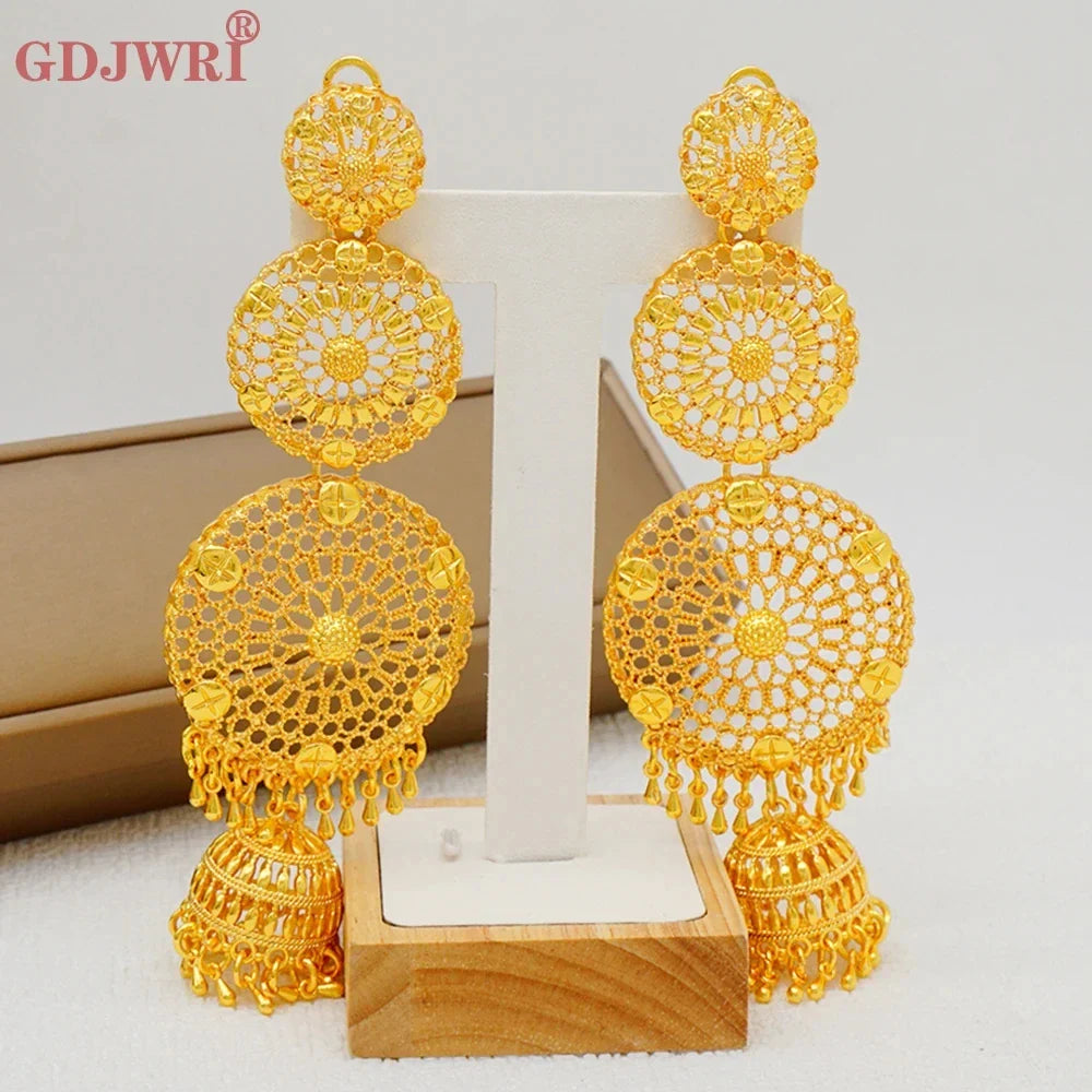 Luxury African Gold Color Tassel Drop Dangle Earring For Wedding Party Jewelry Dubai Arabic Indian Copper Long Hanging Earrings