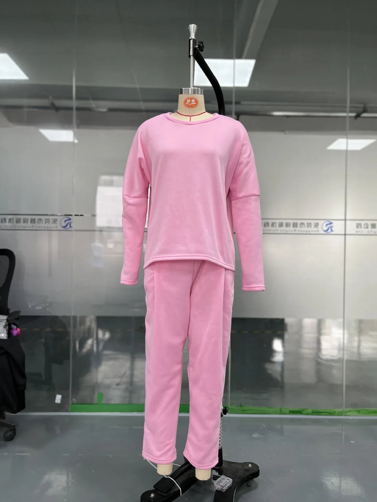 Women Two Piece Pant Sets Solid Full Sleeved Tops Round Neck Casual Midi Waist Long Pants Pockets Regular Elegant Lady