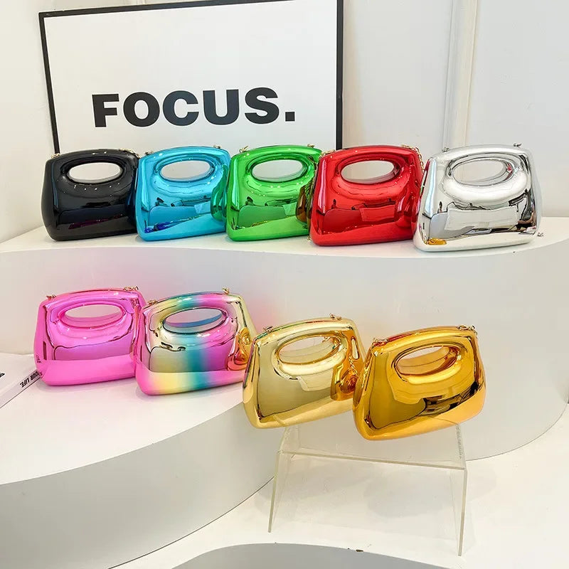Golden Acrylic Women Hobo Bags Luxury Designer Clear Beach Handbags Dinner Party Wedding Round Top Handle Evening Clutch Purse