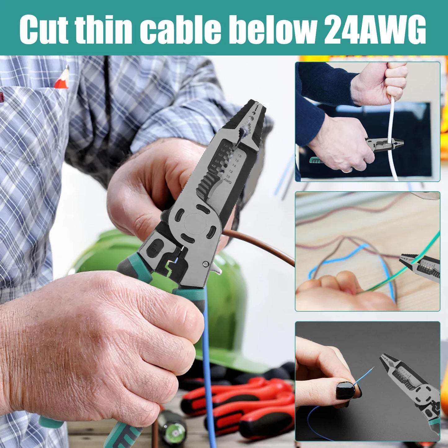 1/5/10pcs 10IN1 Wire Stripper HCS Multifunctional Pliers Wire Crimper Cutting Crimping Deburring Tool for Electrician Household