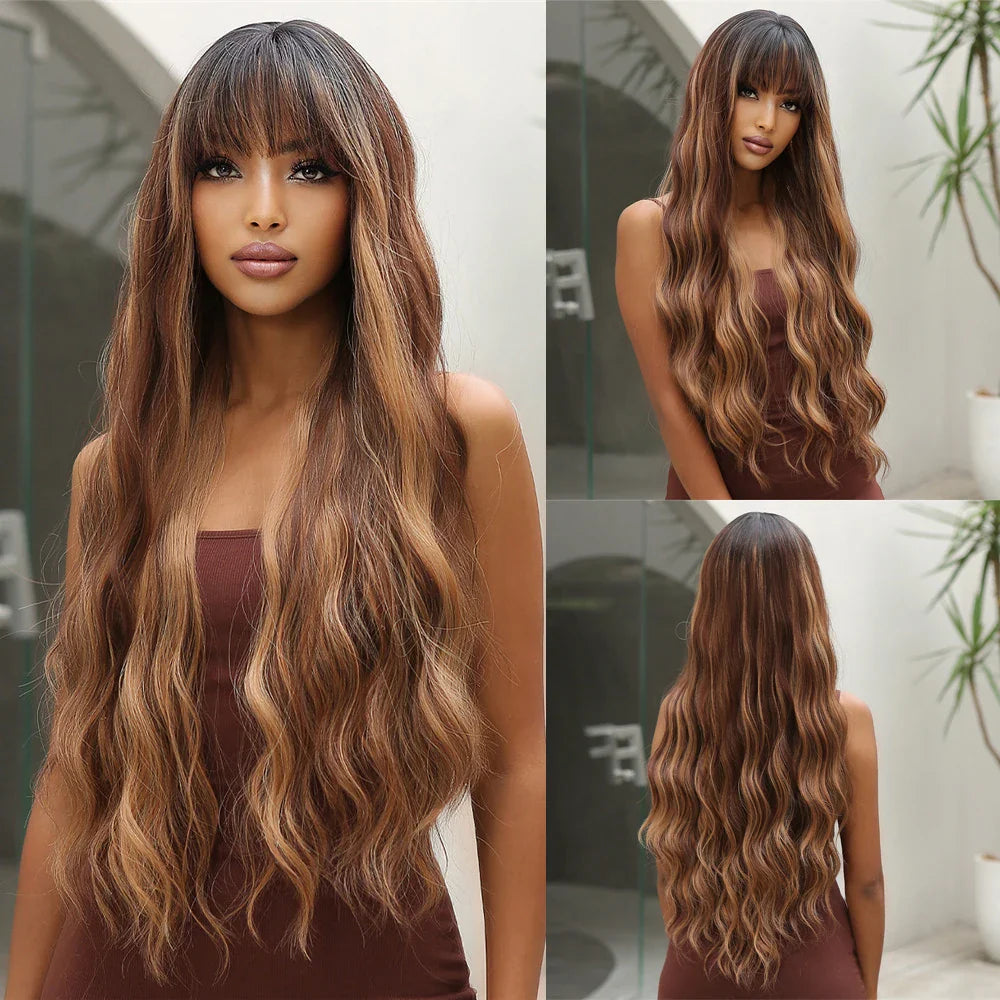 Long Black Green Mix Cospaly Wig Synthetic Hair High Quality Wig for Women Party Daily Use Heat Resistant Straight Natural Wigs
