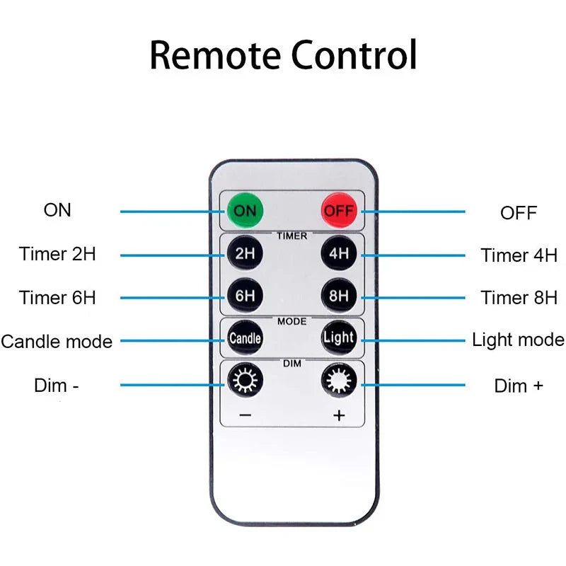 LED Glass Candle Full Set Remote Control Timer for Christmas Wedding