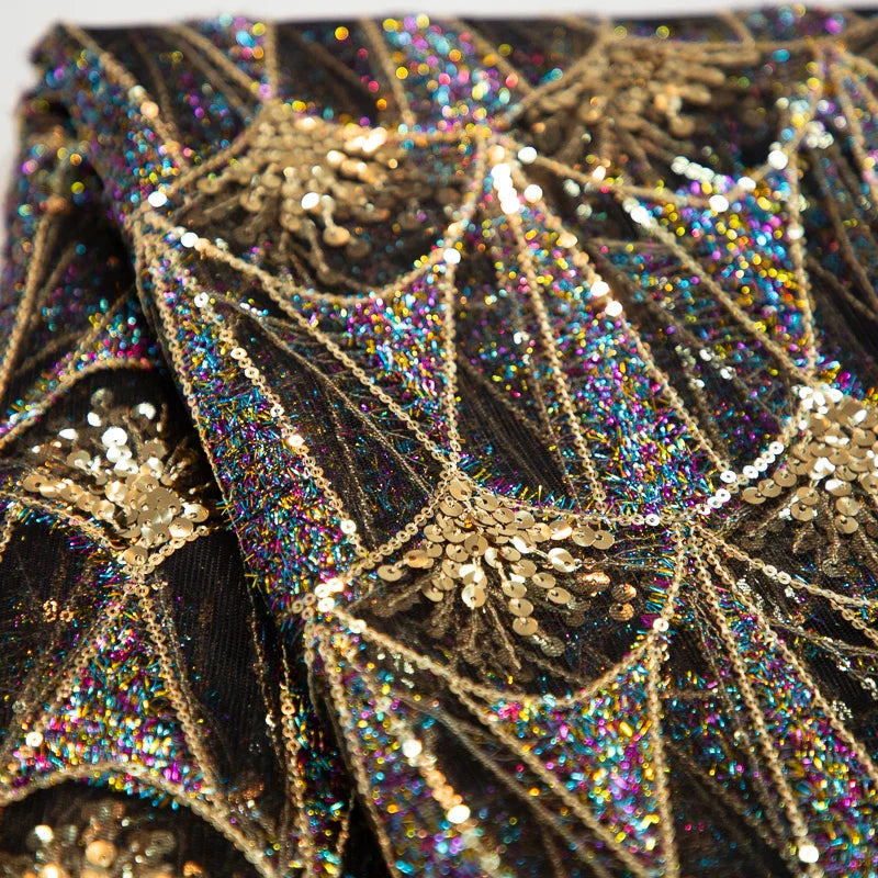 Kalume 2025 African Lace Fabric Sequins Nigerian Mesh Lace Fabric Sequins 5 Yards High Quality For Party Wedding Dress F3811