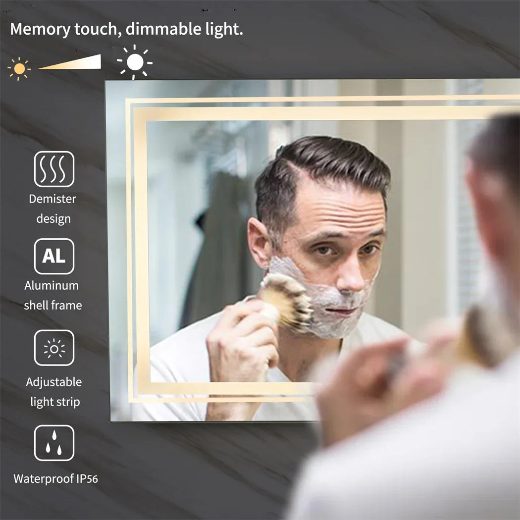 LUVODI Large Illuminate Full Length Dressing Mirror Bathroom Double Sink Mirror Salon Mirror with 3 Color Lights