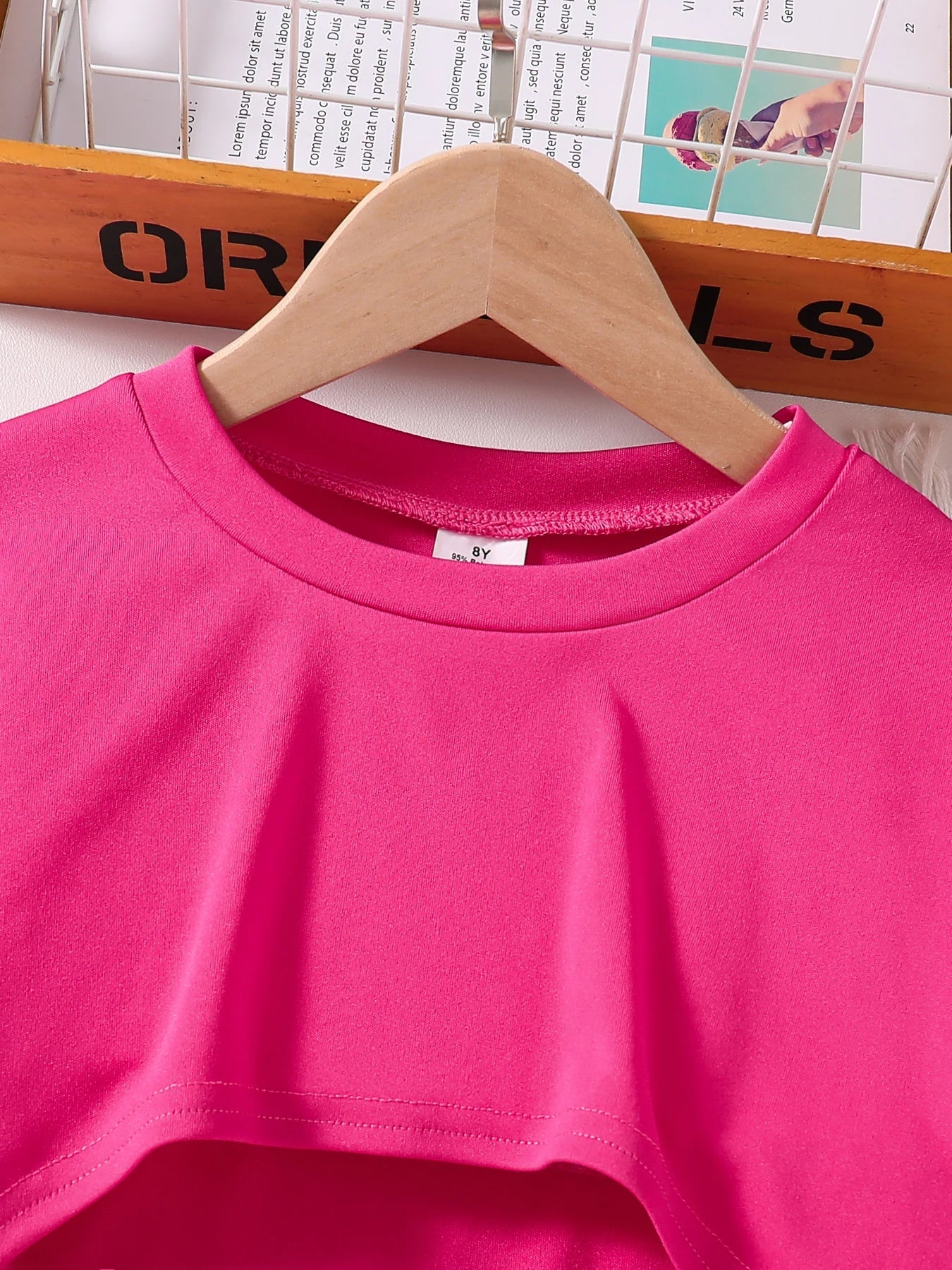 Girls' clothing set autumn fashion solid color round neck short top butterfly pattern suspender skirt student girl two-piece set