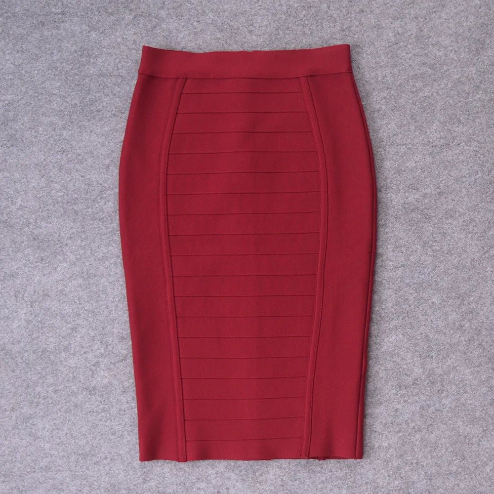 HQBORY Quality Nude Bandage Skirts White Office Lady Sexy 2023 Women High Waist Tight Bodycon Skirt Party Red Pencil Skirt XL