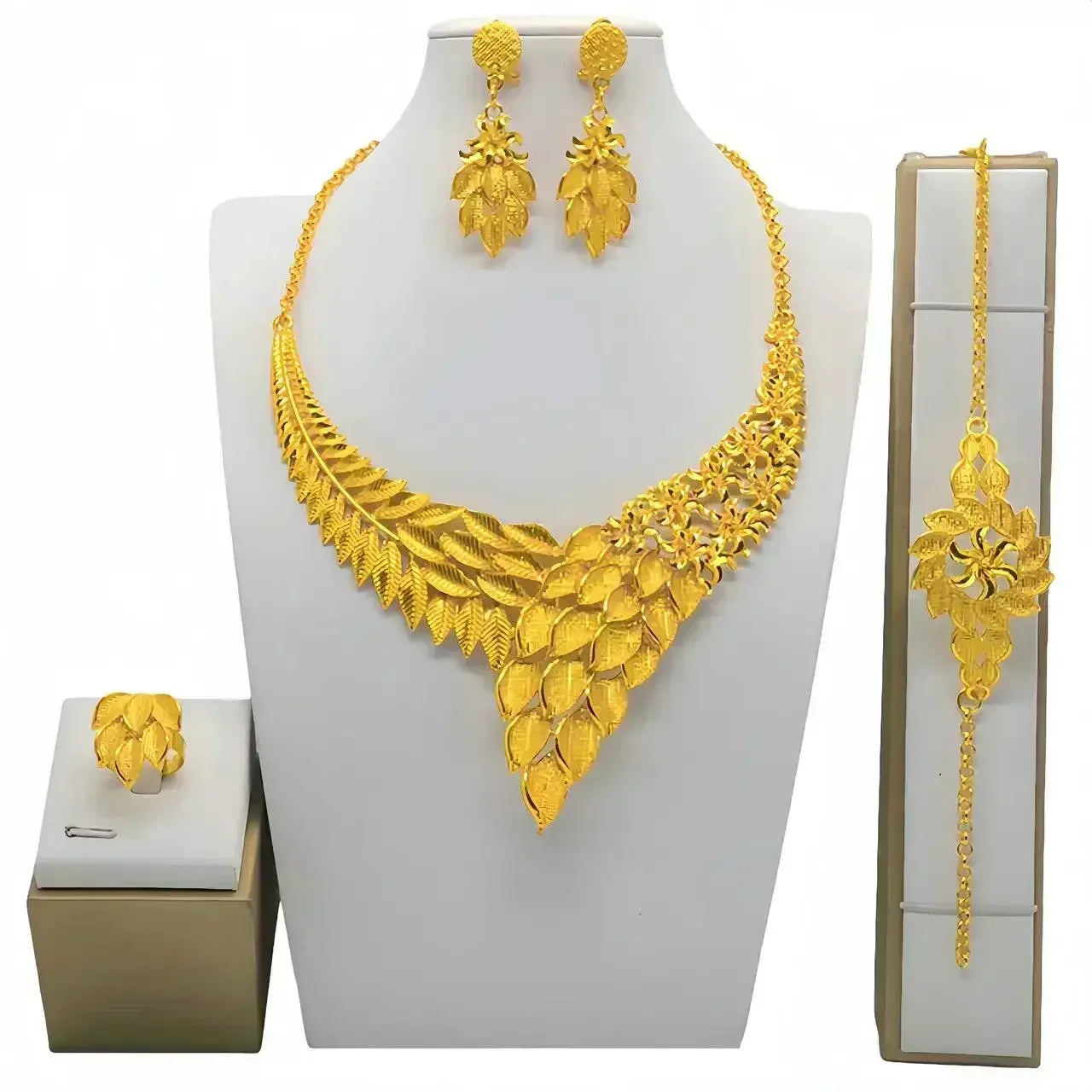 Dubai Necklace Earrings For Women Wedding 24k Gold Plated African Jwellery Bridesmaid Party Gift  Bridal Dubai Jewelry Sets