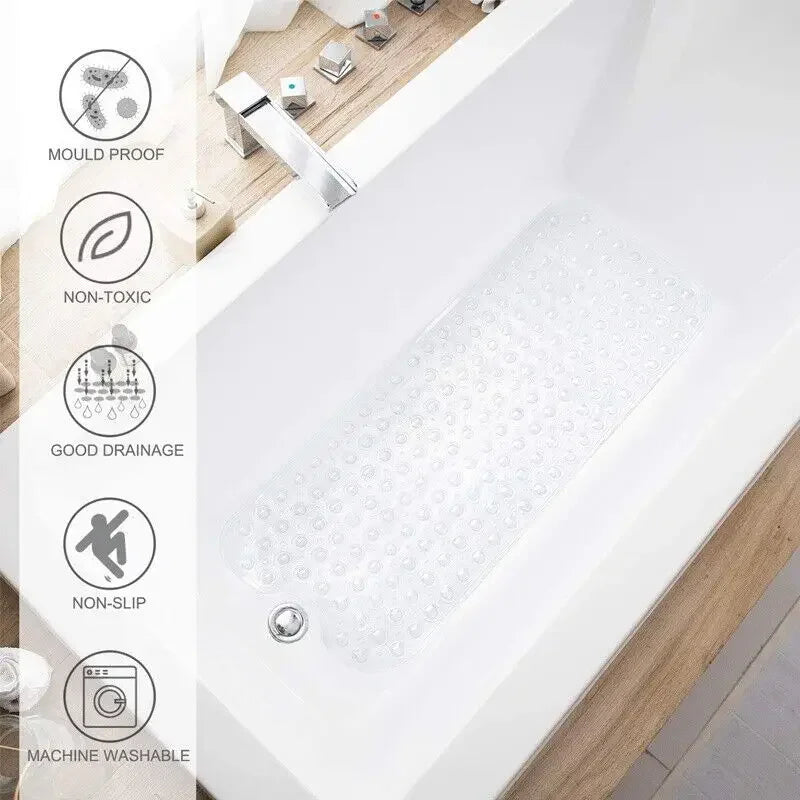 40*100cm PVC Anti-skid Bath Mat Shower Mat Non-slip Mat Bathtub Bath Mat with Suction Cup Bathroom Accessories