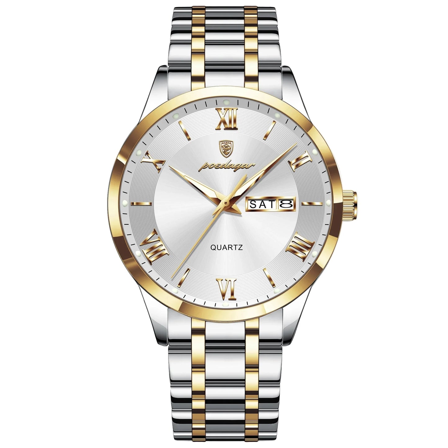 Luxury Fashion Men Clock Waterproof Luminous Week Date Sports Man Wristwatch Stainless Steel Men's Quartz Watches Reloj