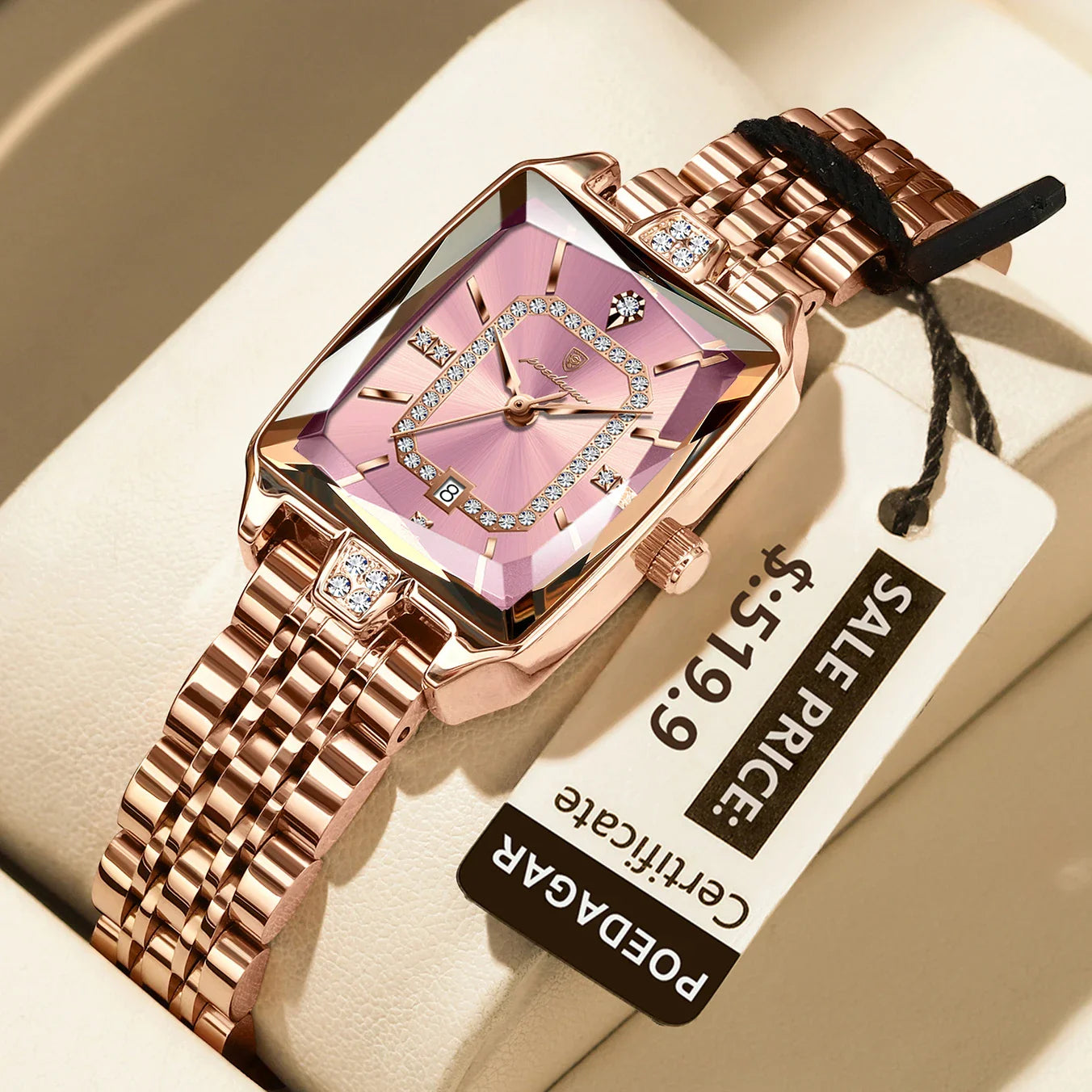 POEDAGAR Luxury Elegant Watch For Woman Date Waterproof Rectangle Ladies Watch Stainless Steel Quartz Women Watches Female Reloj