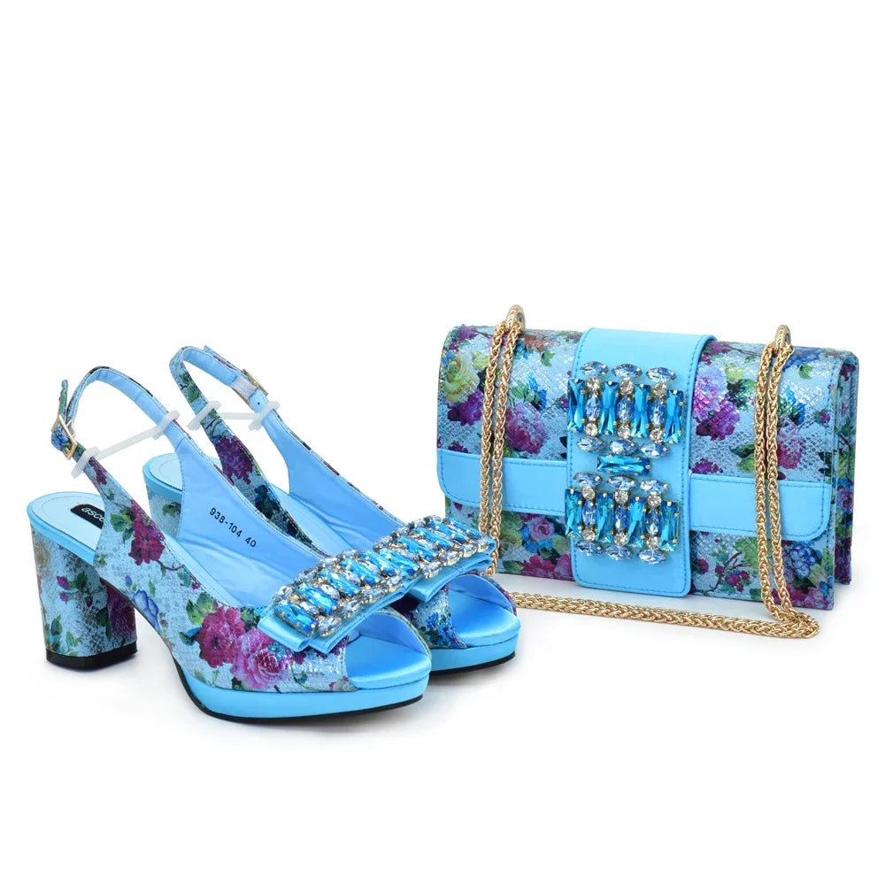 Women's Shoes and Bags Set Italy Peep Toe Pumps