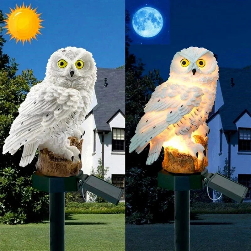 Solar Powered LED Owl Animal Home Artificial Flowers Garden Lights Waterproof