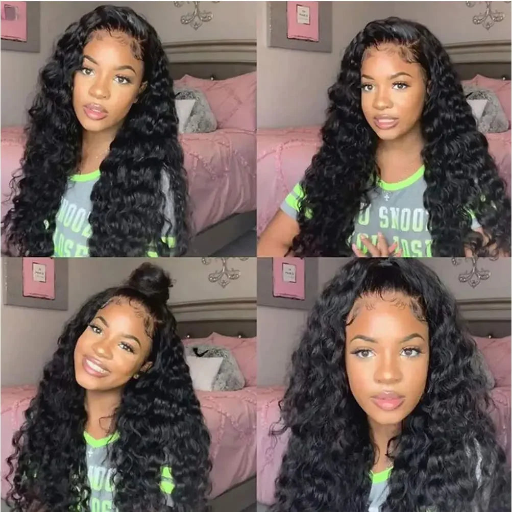 180 200 Density 13x4 13x6 HD Lace Front Wig for Women Human Hair Loose Deep Remy Wave Natural Black Frontal Pre Plucked
