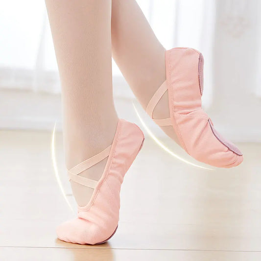 Ballet Shoes for Girls & Women - Stretch Canvas Dance Slippers with Split Sole & Elastic Fit