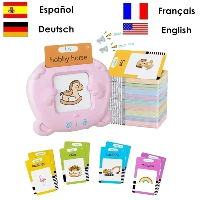 Kids Talking Flash Cards Learning Machine - Interactive Language Learning Toy for English, Spanish, French & German | Educational Audio Book for Toddlers & Kindergarten