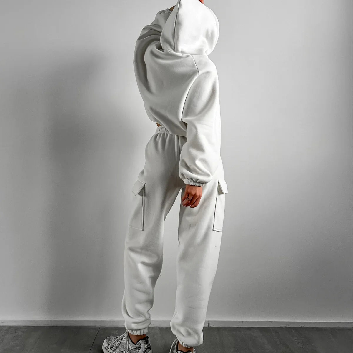 Hoodies Suit Winter Autumn Solid Casual Tracksuit Women Fleece 2 Pieces Set Sports Sweatshirts Pullover Jogger Sweatpants Outfit