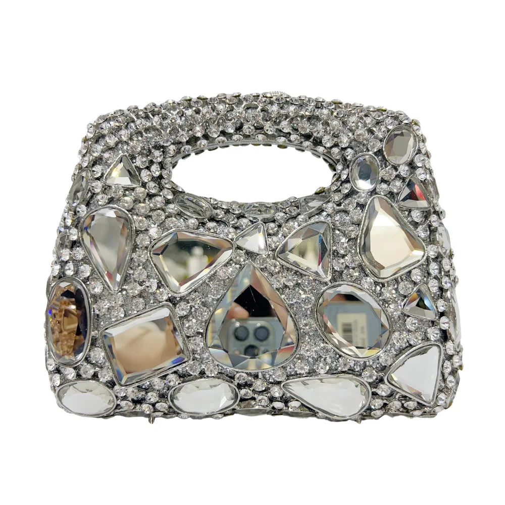 Women's Gold Crystal Clutch Purse