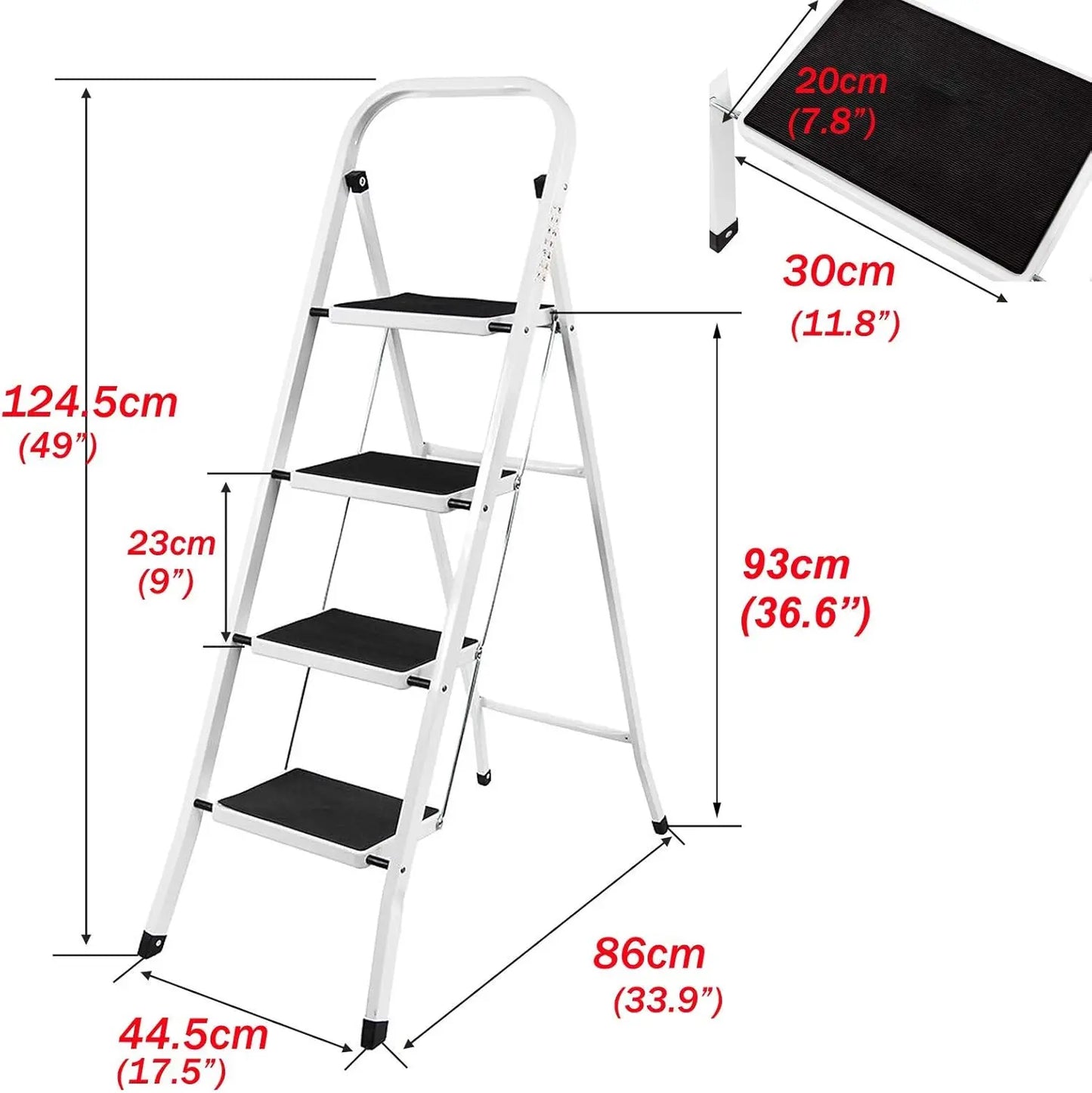 DayPlus Safety Folding Step Stool 2-4 Step Ladder Portable Foldable Stepladder Anti Slip Feet  for Indoor Outdoor Home Office