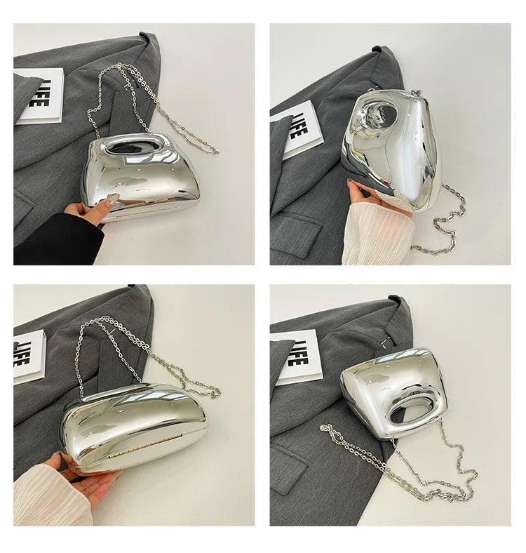 Golden Acrylic Women Hobo Bags Luxury Designer Clear Beach Handbags Dinner Party Wedding Round Top Handle Evening Clutch Purse