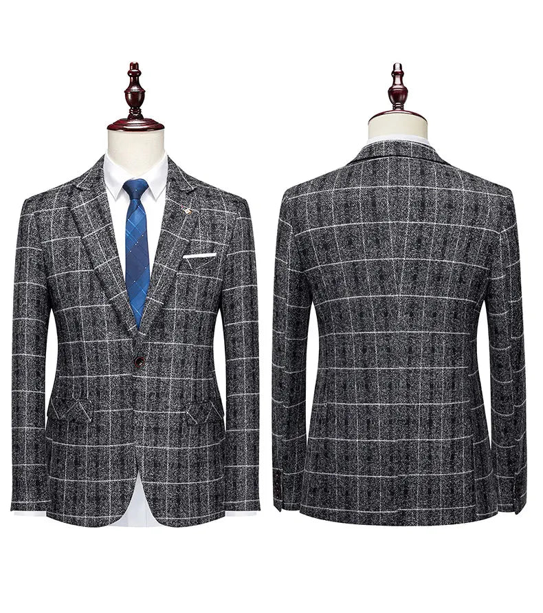2024 Men's Suit One Button (suit + Vest + Trousers) Fashion Wedding Business Leisure Career Work Formal Three-piece Set M-5XL