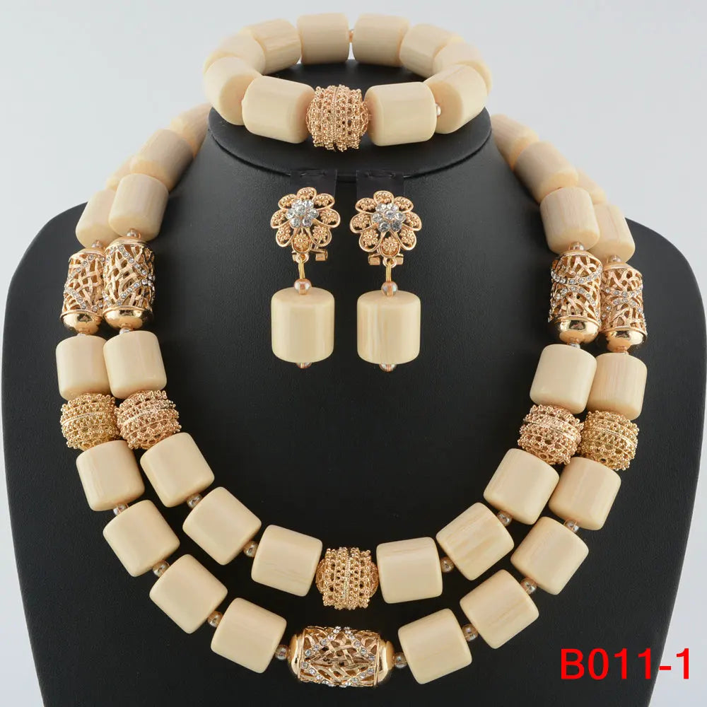 Latest African Wedding Resin Beads Fashion African Beads Jewelry Sets Hot Nigerian Wedding African Beads Jewelry Set