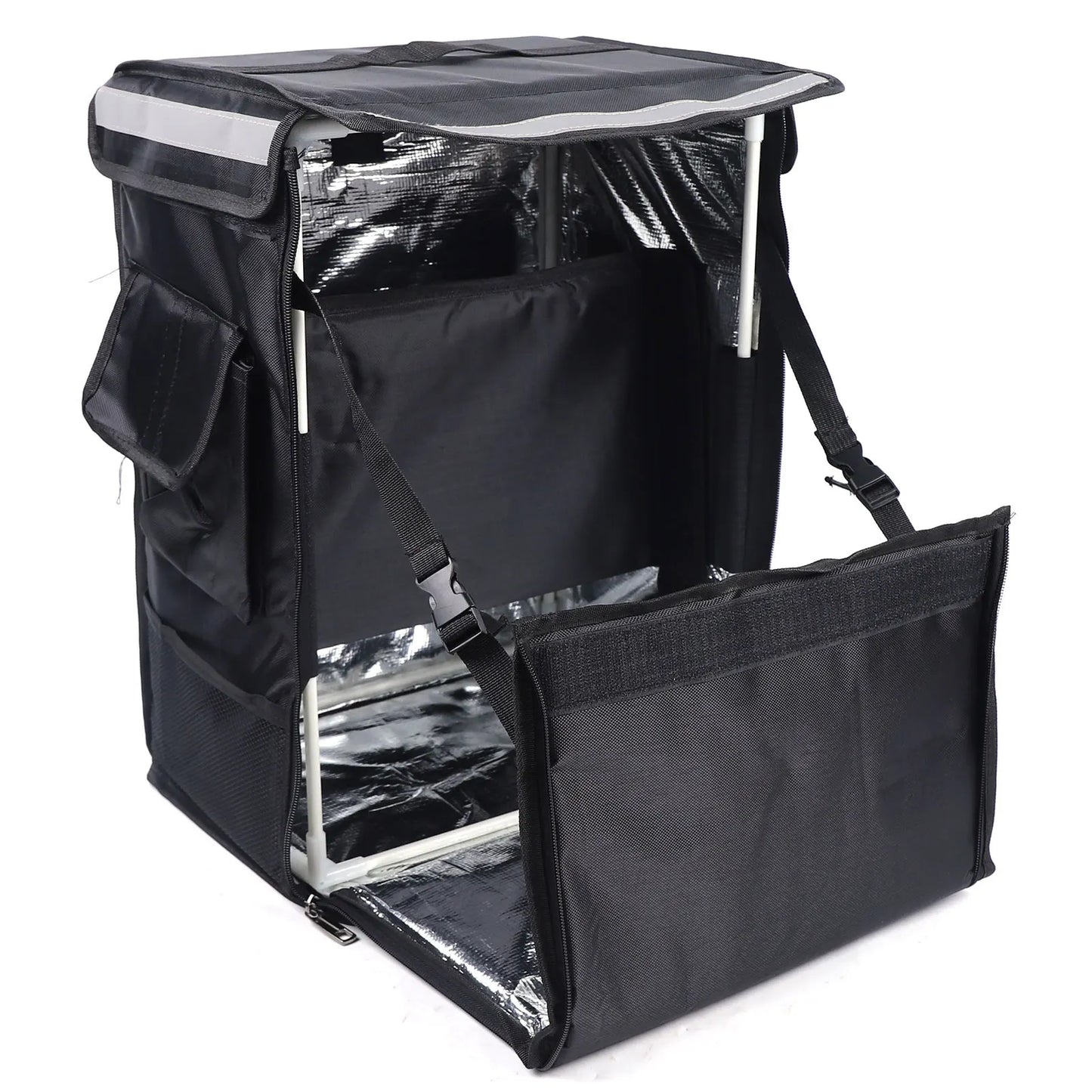 42L Portable Food Pizza Delivery Picnic Storage Backpack Waterproof Oxford Cloth Foldable,Easy to Install and Dismantle Black
