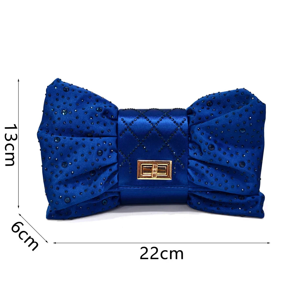 Women's Italian Party Shoes and Bag Set With Elegant Diamond Butterfly