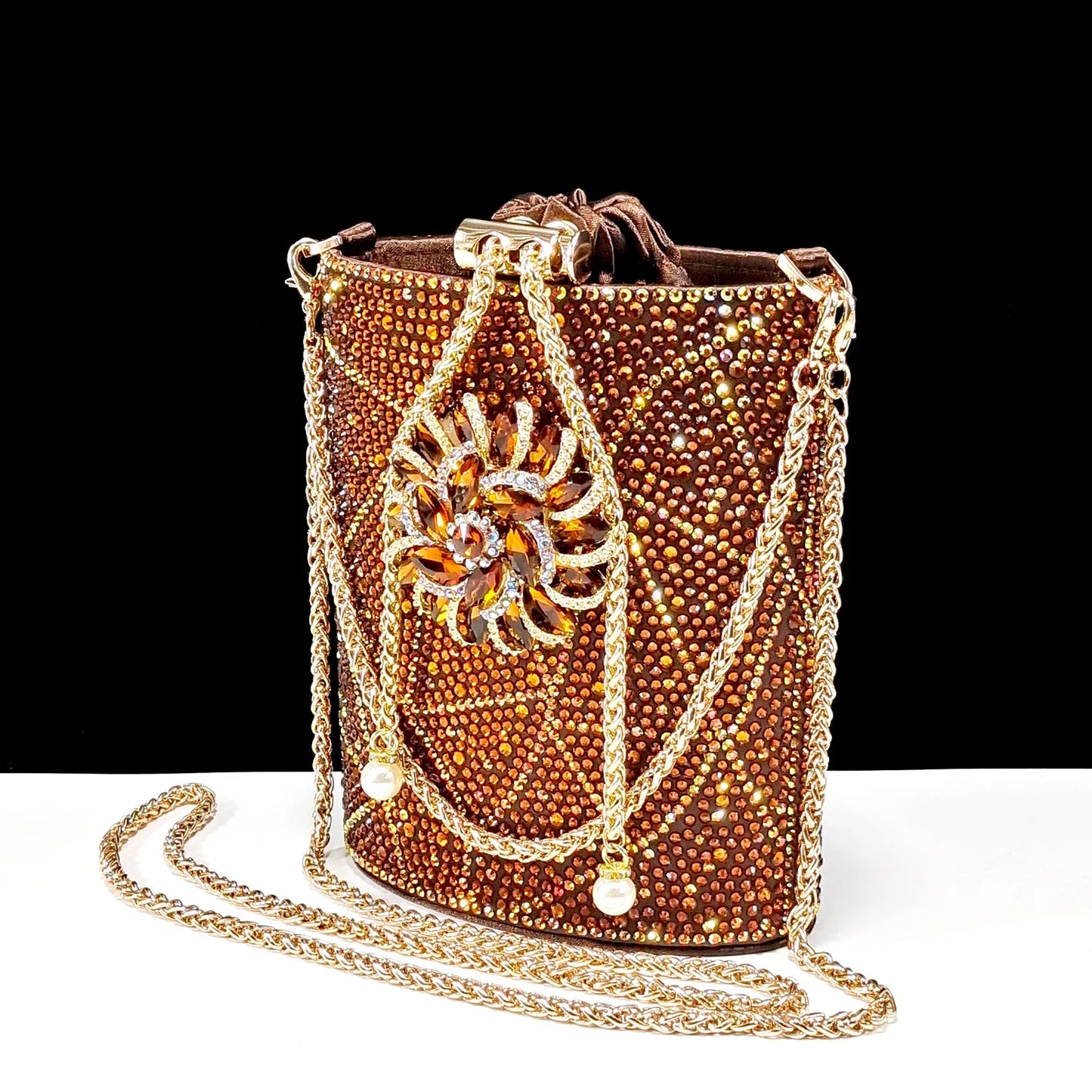 QSGFC High-end Women's Shoes with Diamond Oval Stand Bag Popular in Nigeria Women's High Heels for Special Day