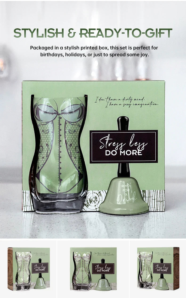 BespritGift Creative Glass Beer Mug 400ml Hand Bell Novelty Gift Set Humor Relax Design for Men & Beer Lovers Unique Drinkware