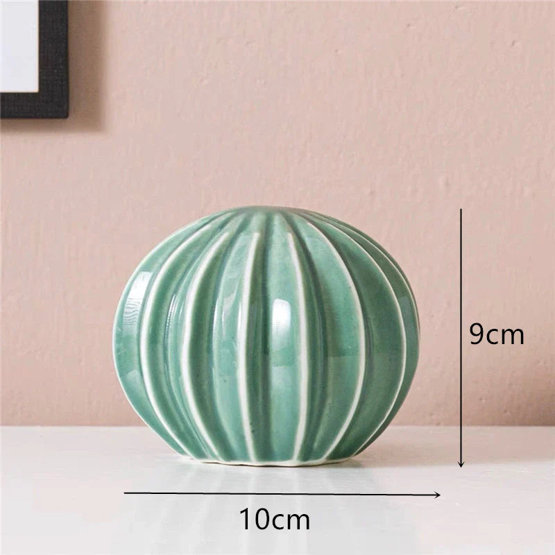 Ceramic Cactus Ornament – Nordic Green Decorative Home Art Sculpture