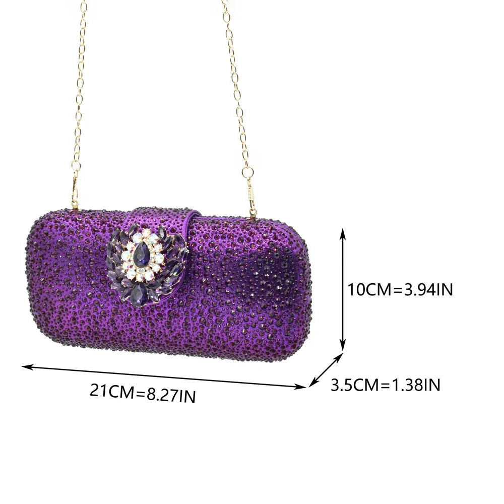 Elegant Italian Women's Rhinstone Pumps Heels Shoes and Bag Set To Match for Weddings and Party