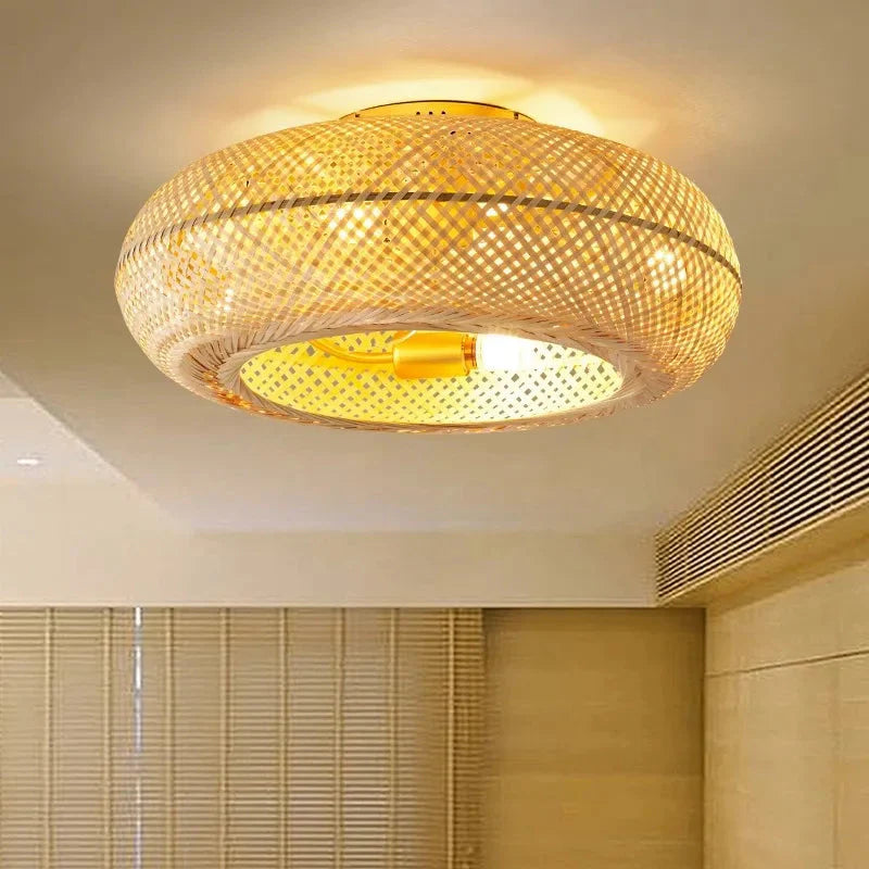 Silent Ceiling Fan Fans With Lights Remote Control Lamp 50cm Air Invisible Blades Retractable