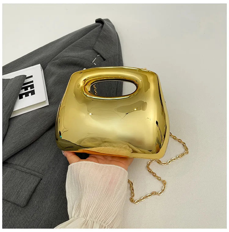 Golden Acrylic Women Hobo Bags Luxury Designer Clear Beach Handbags Dinner Party Wedding Round Top Handle Evening Clutch Purse