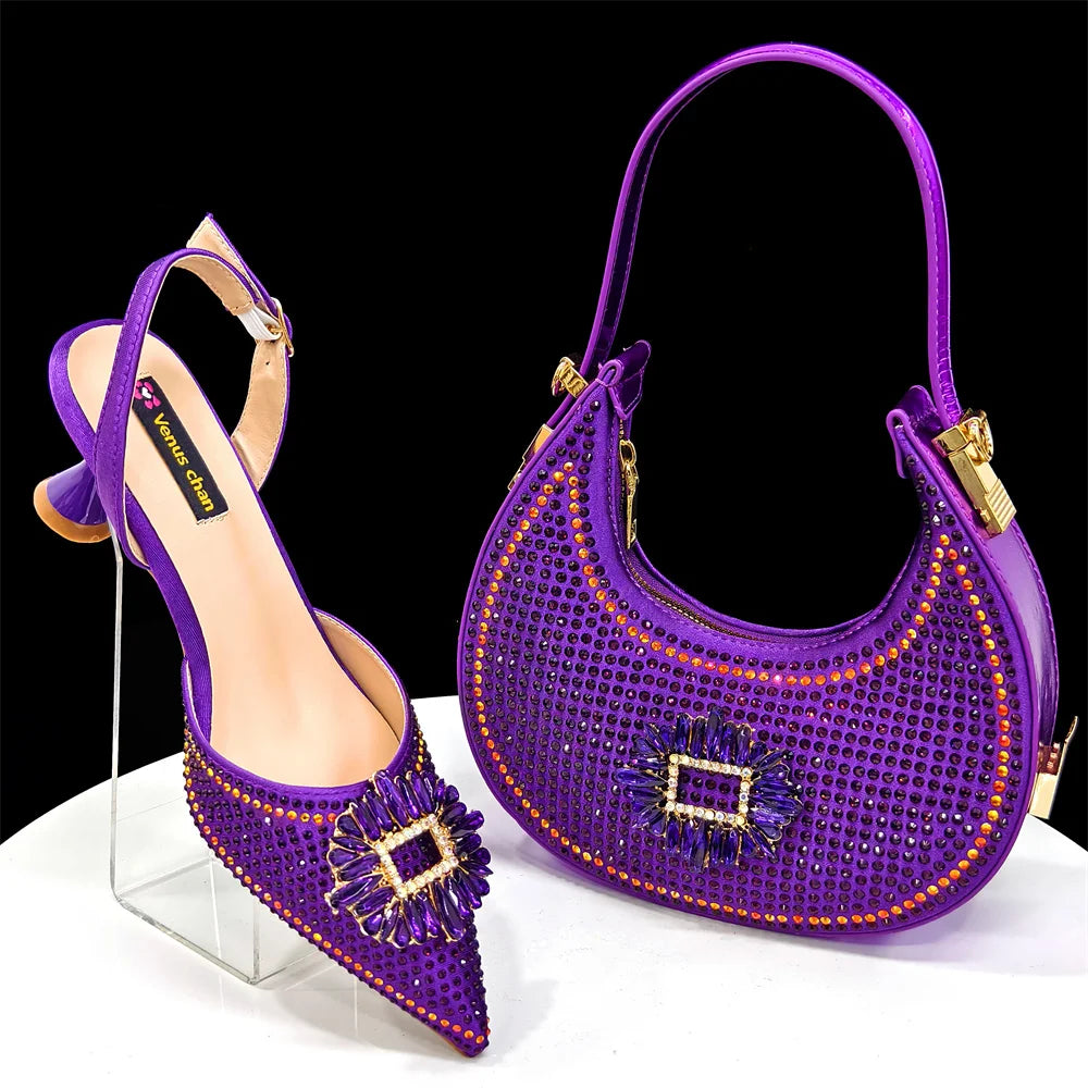 2025 Elegantly Sky Blue Women's Shoe and Bag Set for Parties and Weddings - Luxurious Heeled Pumps and Handbag for Nigeria