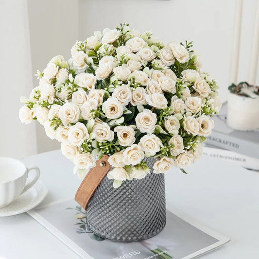 15 Head 5 Fork Silk Rose  Decoration