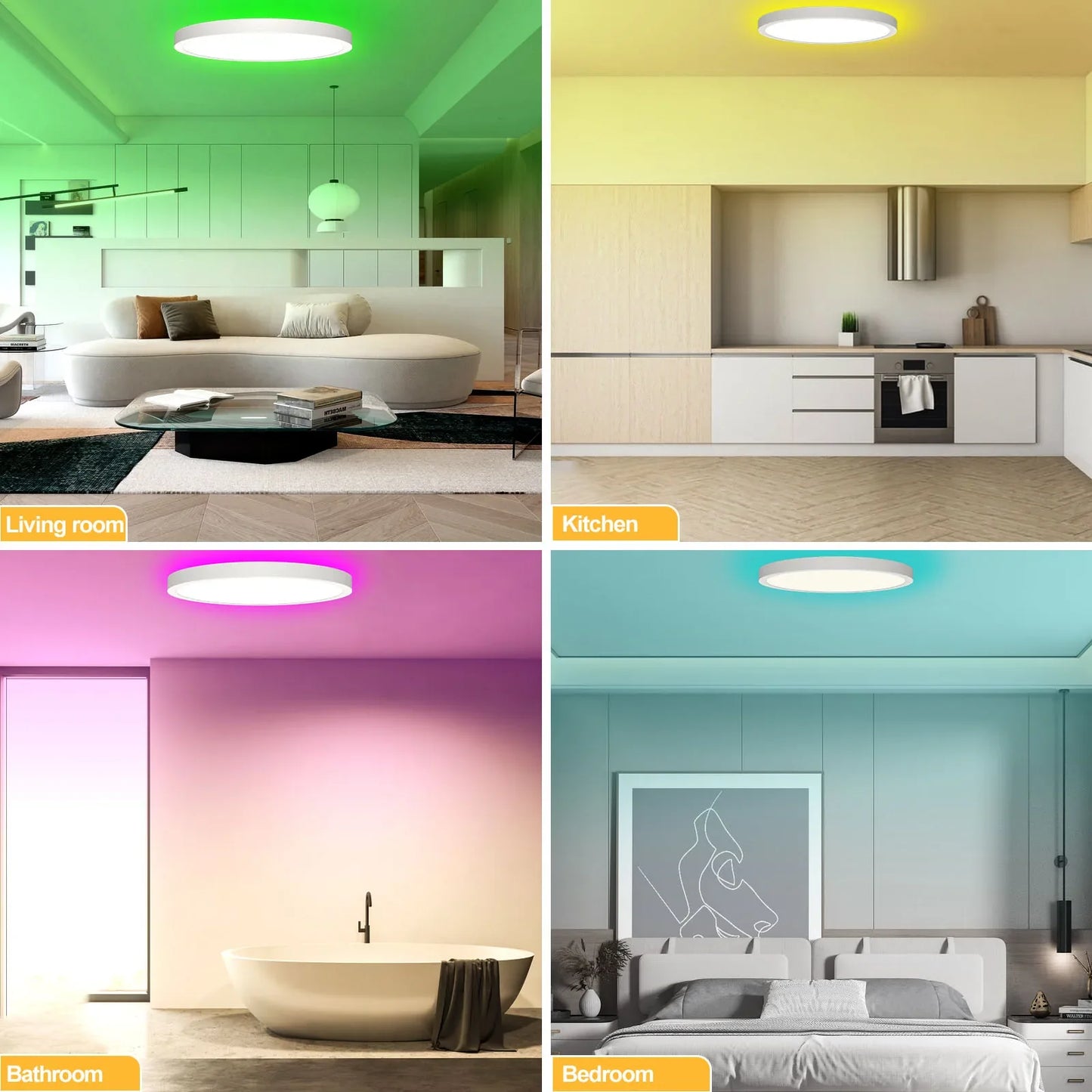 220V LED Ceiling Light Dimmable With Remote Control RGB 3000K-6500K Round Lamp