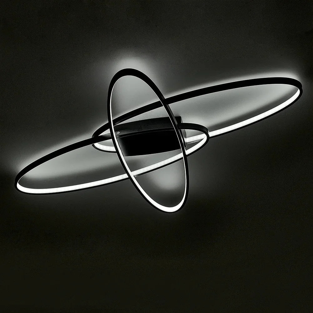 KOMORE Minimalistic Unique Oval LED Semi-Flush Ceiling Light, 76 W Cool White for Office, Living Room, Bedroom, Kitchen, Hallway