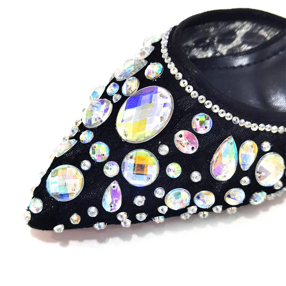 Women's Italian Diamond Lace Designer Matching Shoe and Bag Set