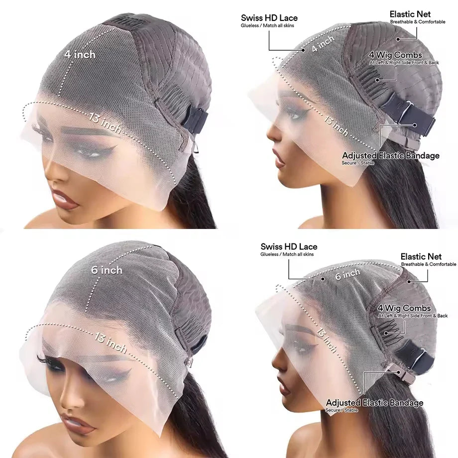 Brazilian Hair Straight Navy Blue Bob Human Hair Wig 180 Density 13x4 HD Lace Frontal Wigs