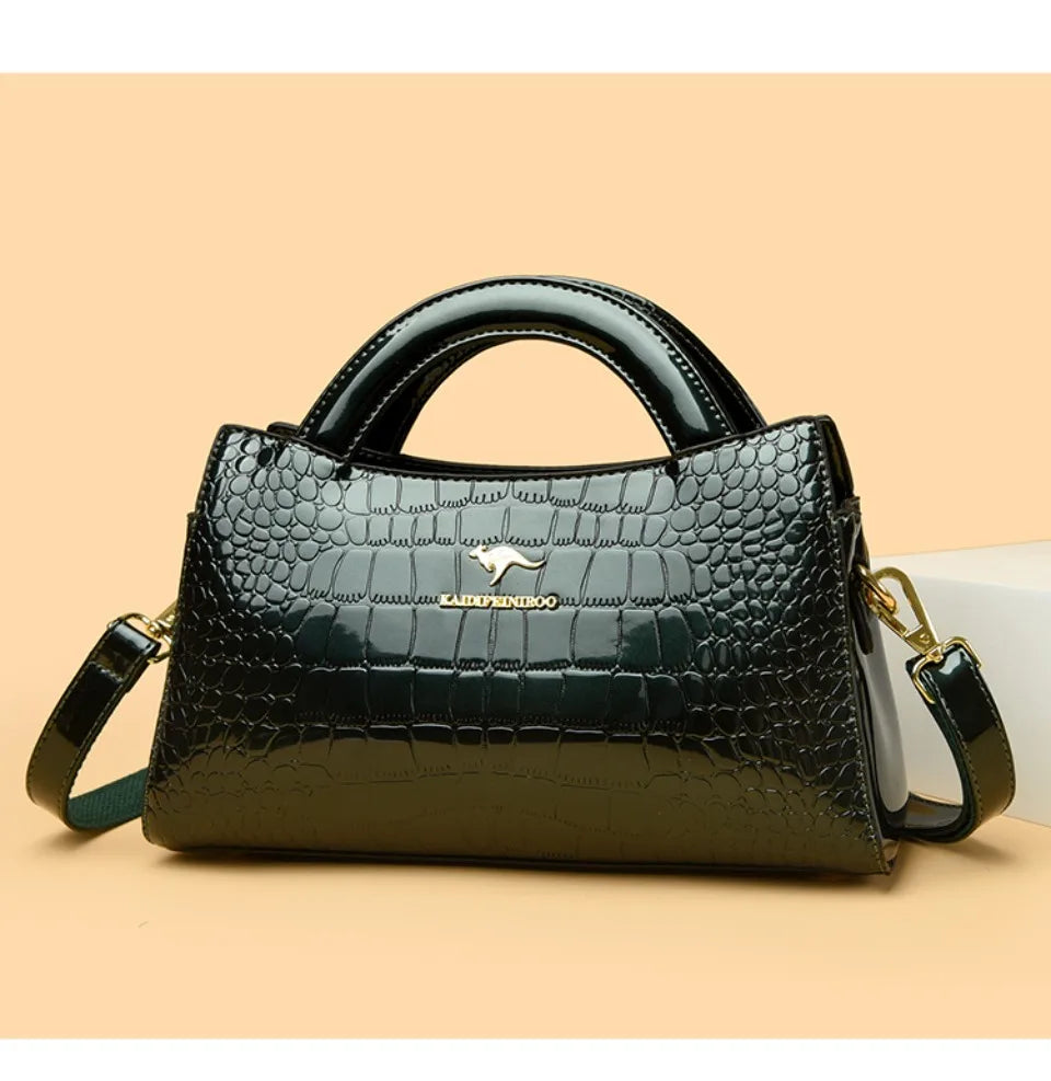 Kangaroo Brand Alligator Pu Leather Shoulder Bag Clutch Hand Bags