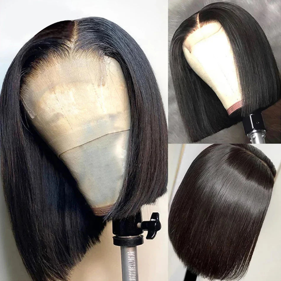 Brazilian 13*4 Lace Front Wig Short Human Hair Wigs Remy Hair 4*4 Lace Short Bob Straight Wig Wigs for Women Swiss Lace QT Hair