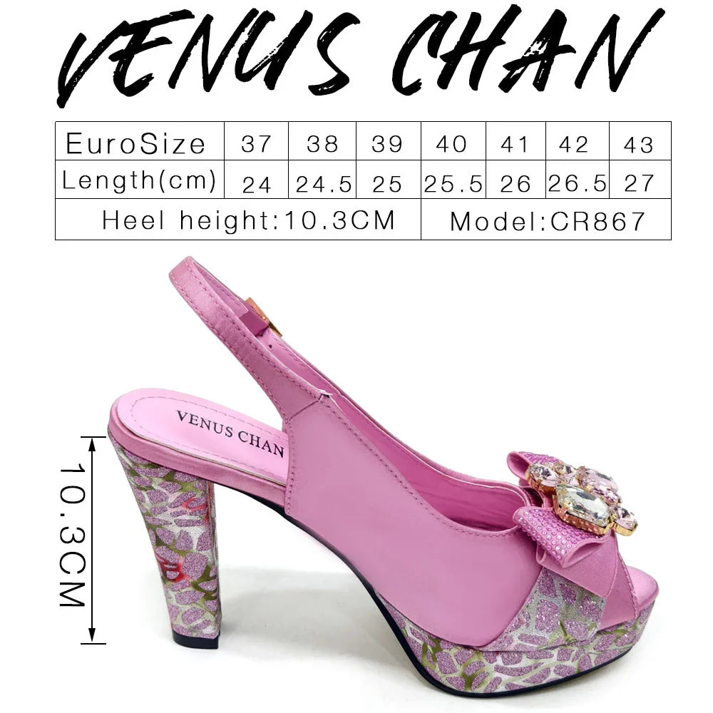 Elegant Women Heels for Party Open Toe Special Material Design Rhinestone Italian Only Sandals and Set to Choose 2024
