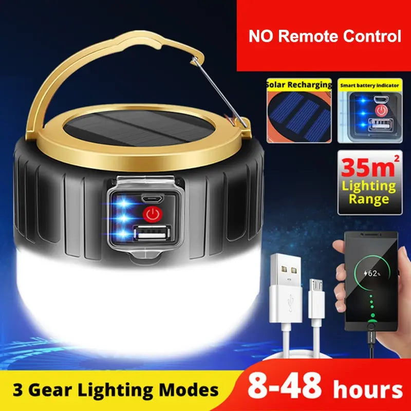 Outdoor Solar LED Camping Lights USB Rechargeable