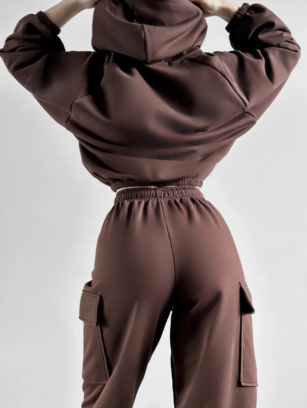 Hoodies Suit Winter Autumn Solid Casual Tracksuit Women Fleece 2 Pieces Set Sports Sweatshirts Pullover Jogger Sweatpants Outfit