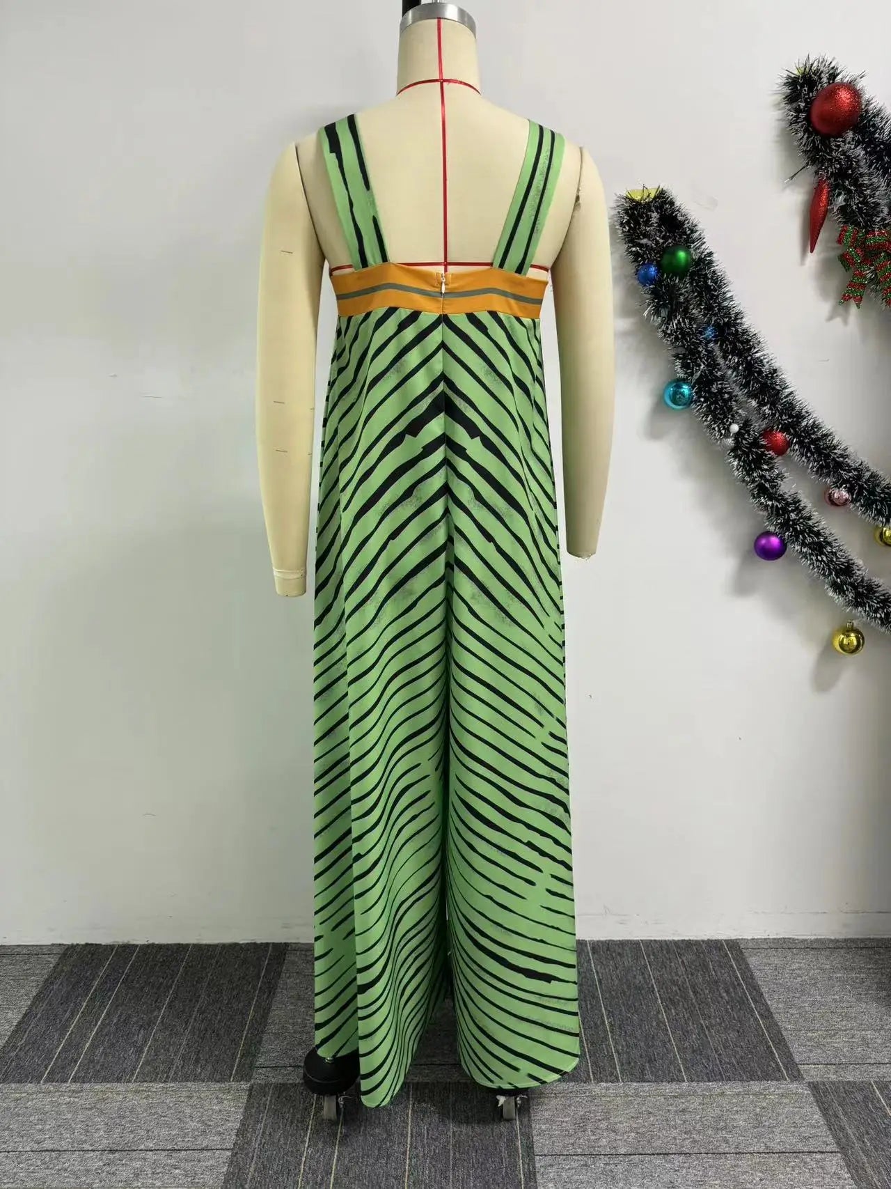 CM.YAYA Women Striped Wide Leg Straight Strap Tank Wide Leg Haren Sleeveless Jumpsuit 2024 Street Playsuit One Piece Suit Romper