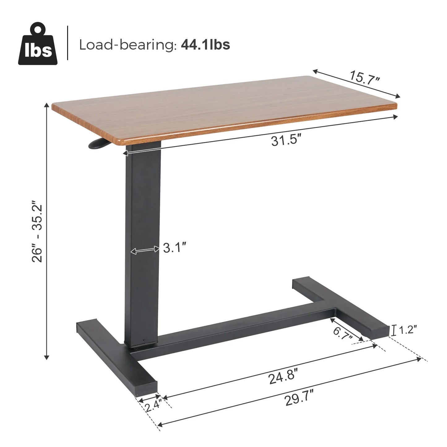 Adjustable Rolling Cart Overbed Bedside Table Laptop Desk Medical Home Bed Food Tray Hospital Bed End Table