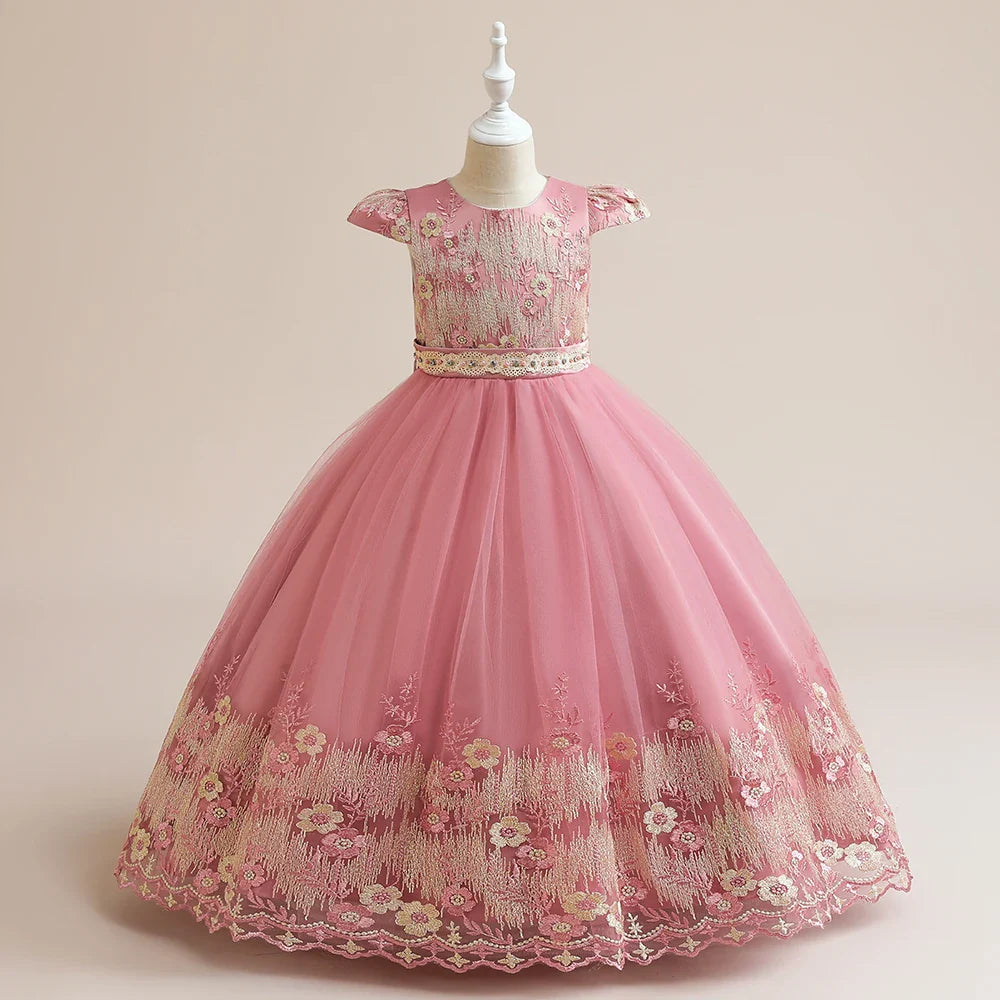 Flower Girl Dress Princess Elegant Children Party Long First Communion Kids Clothes For Teen Children Wedding Birthday Vestidos
